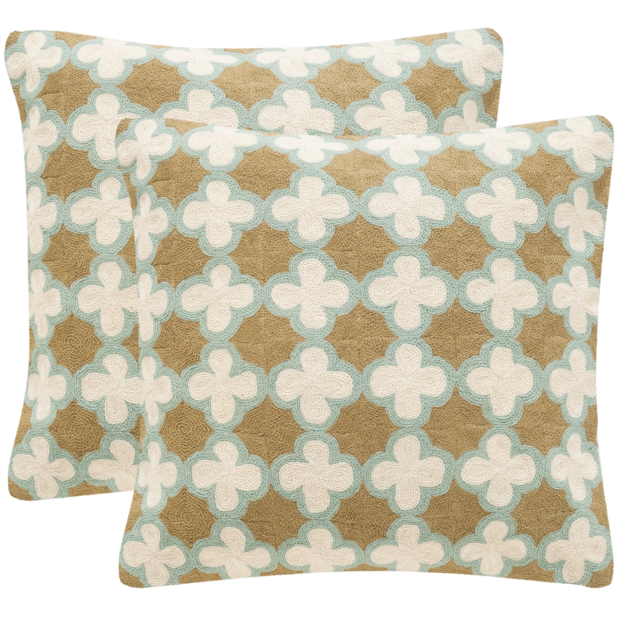 Safavieh Textured Box Stitch Decorative Throw Pillows - Set of 2