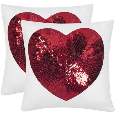 SAFAVIEH Sweet Heart 18-Inch Red Decorative Throw Pillow (Set of 2)