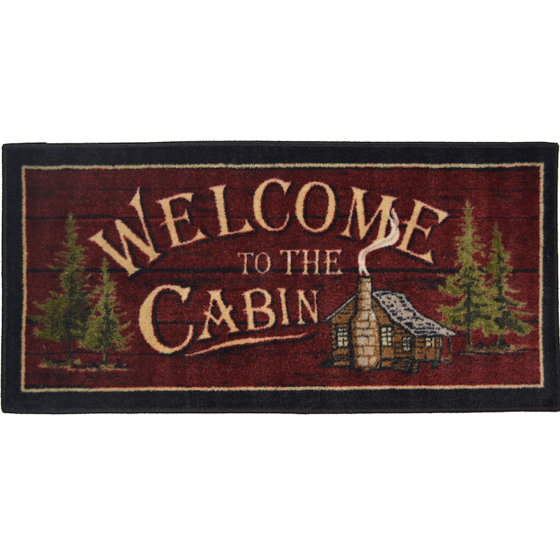 'Welcome to the Cabin' Nonskid Kitchen Accent Mat Rug - 1'8" x 3'8"