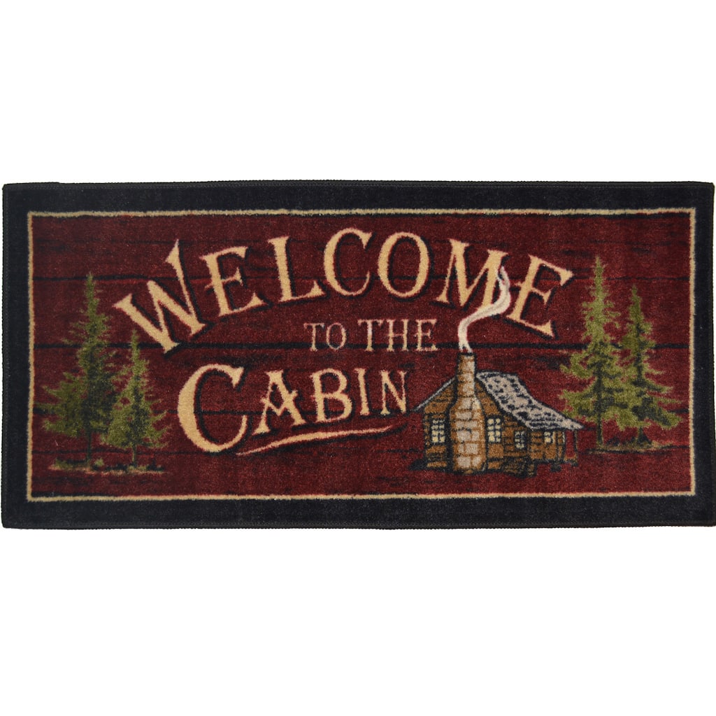 'Welcome to the Cabin' Nonskid Kitchen Accent Mat Rug - 1'8" x 3'8"