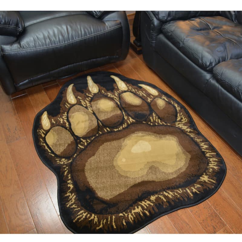 Bear Paw Print Area Rug (3' x 5') - 3'8" x 4'10"