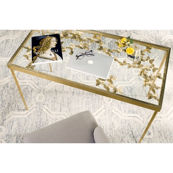 safavieh rosalia butterfly antique gold leaf desk