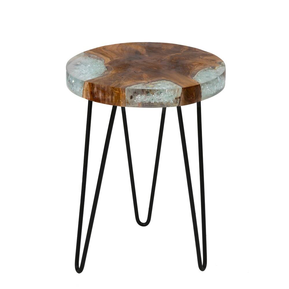 Icy Wood Side Table With Iron Legs by East at Main