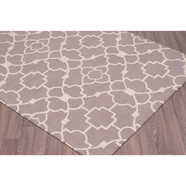 Shop Trellis Taupe/Ivory Wool Looppile Rug 5' x 7' On Sale Free