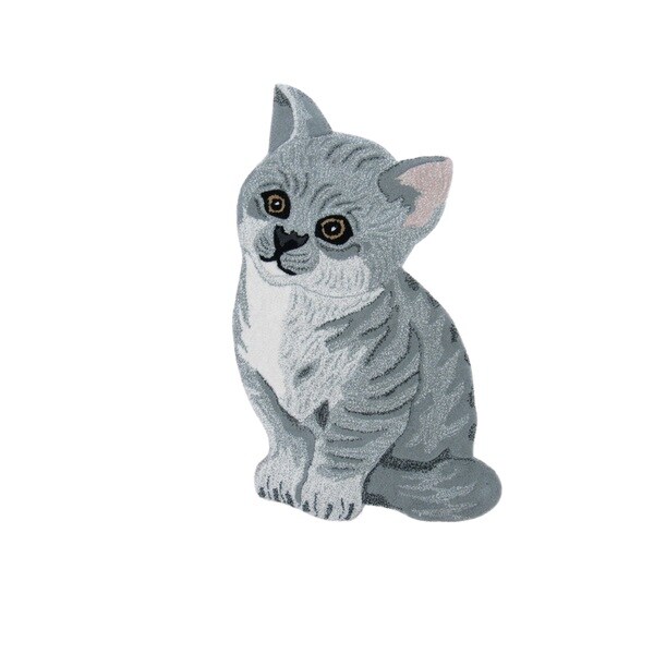 Shop Cute Kitten Grey Wool Rug On Sale Free Shipping Today