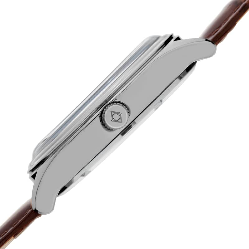 Akribos XXIV Men's Quartz Date Brown Leather Strap Watch - Blue