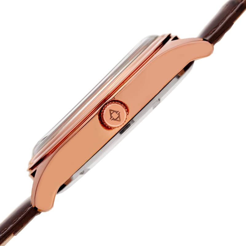 Akribos XXIV Men's Quartz Date Brown Leather Strap Watch
