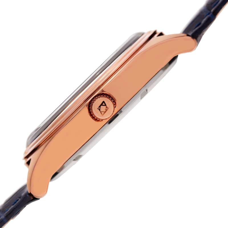 Akribos XXIV Men's Quartz Date Blue Leather Strap Watch