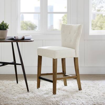 Madison Park Hayes Cream Tufted Back Counter Stool