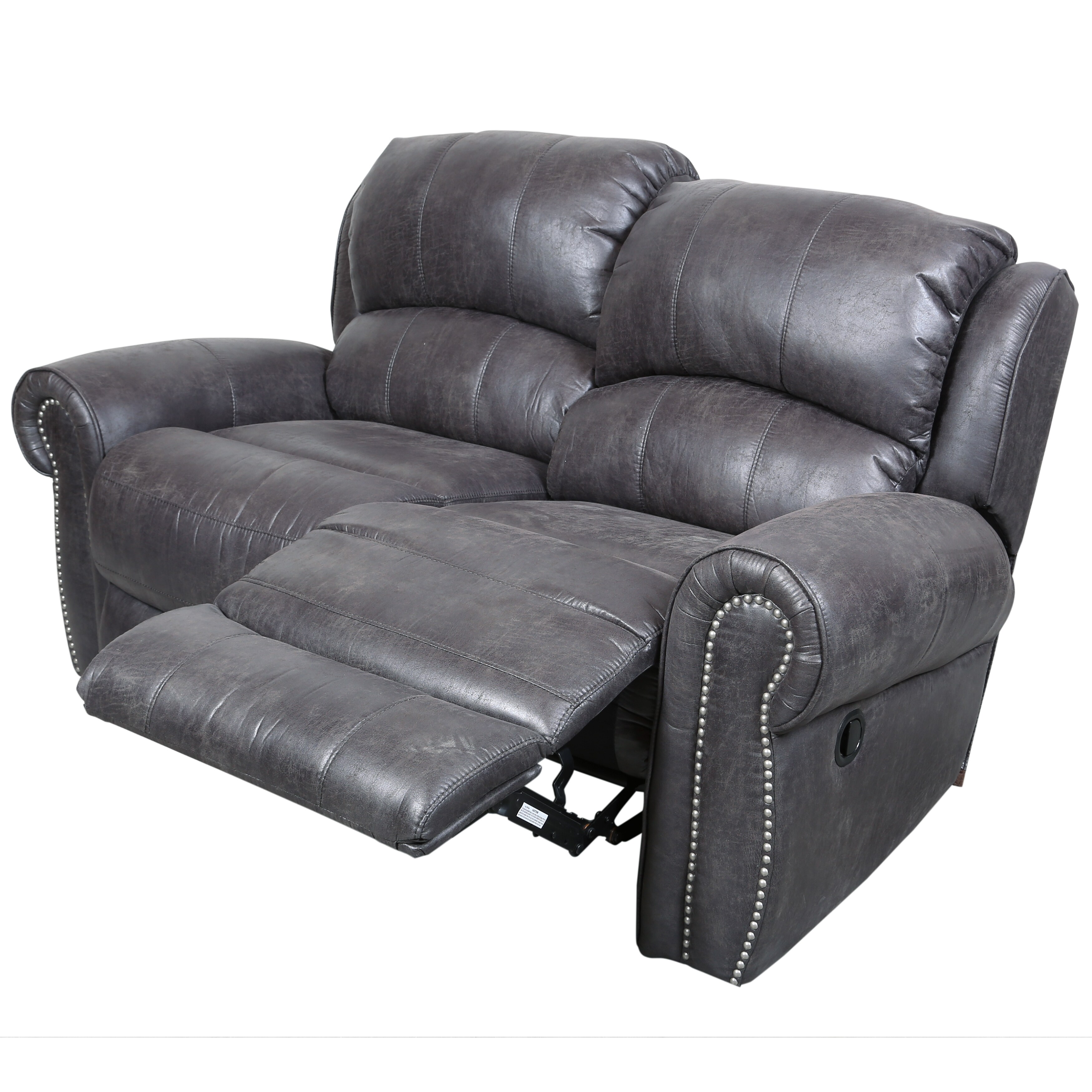 Shop Porter Stirling Slate Grey Dual Reclining Loveseat with Breathable