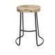 Wooden Saddle Seat Barstool with Metal Legs, Small, Brown and Black - Thumbnail 3