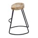 Wooden Saddle Seat Barstool with Metal Legs, Small, Brown and Black - Thumbnail 2