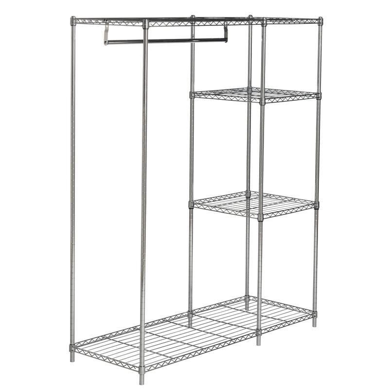 SAFAVIEH Storage Collection Betsy Chrome Wire Adjustable Garment Rack - 47.2" x 17.7" x 59.1"