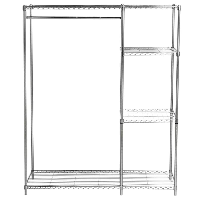 SAFAVIEH Storage Collection Betsy Chrome Wire Adjustable Garment Rack - 47.2" x 17.7" x 59.1"
