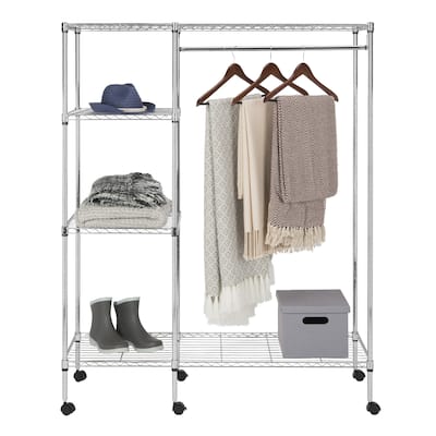 SAFAVIEH Storage Collection Betsy Chrome Wire Adjustable Garment Rack - 47.2" x 17.7" x 59.1"