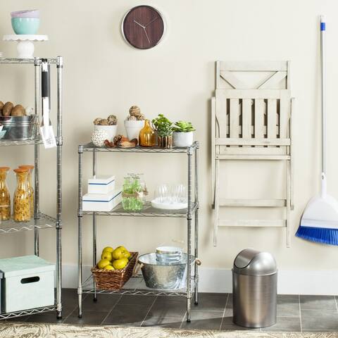 SAFAVIEH Storage Collection Sierra Mini 3 Tier Heavy Duty Commercial Chrome Wire Silver Shelf - 23.2" x 13.3" x 35"