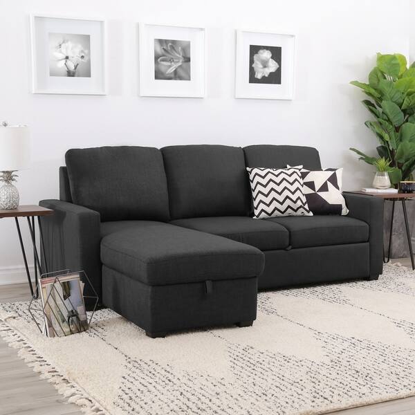 Shop Abbyson Newport Upholstered Sleeper Sectional With Storage
