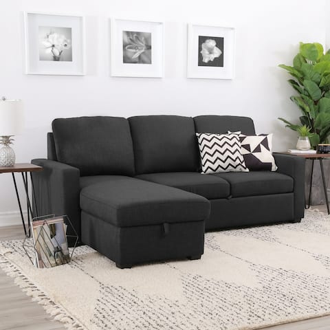 Abbyson Newport Upholstered Sleeper Sectional with Storage Chaise