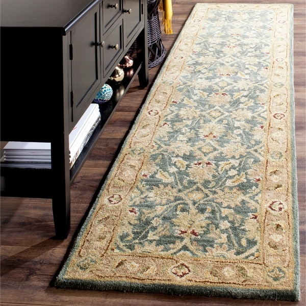 Safavieh Handmade Antiquity Teal Blue/ Taupe Wool Rug - 2'3" x 12' Runner