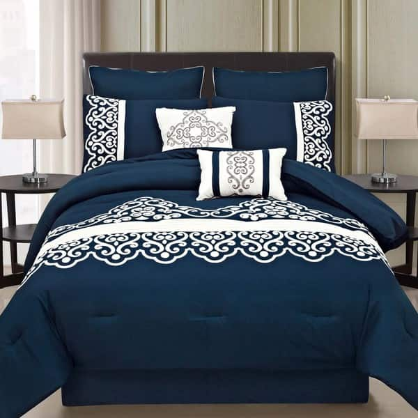 Shop Symphony Royal Blue 8 Piece Comforter Set Free