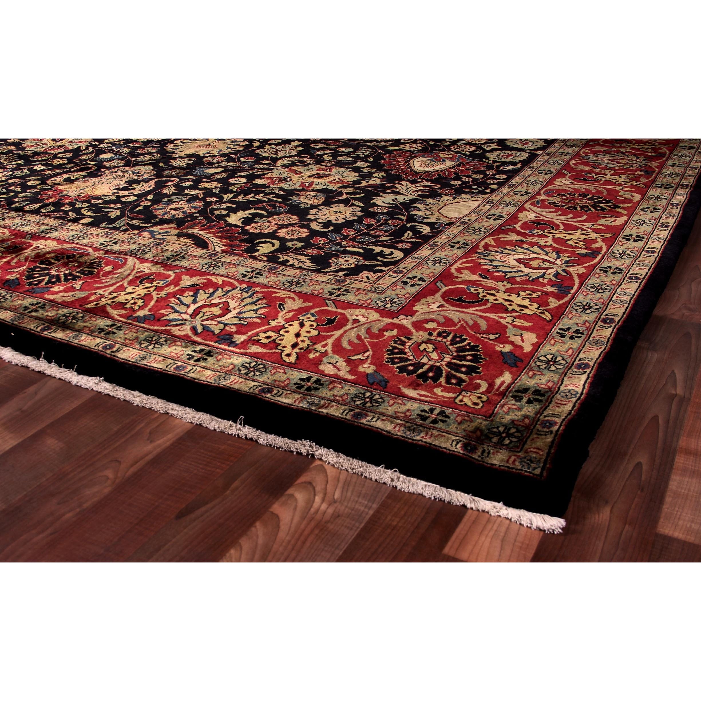 Exquisite Rugs Super Mashad Black Red New Zealand Wool Exquisite Rugs Super Mashad Black