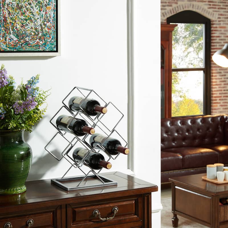 Danya B 6 Bottle Antique Silver Elecroplated Wine Rack
