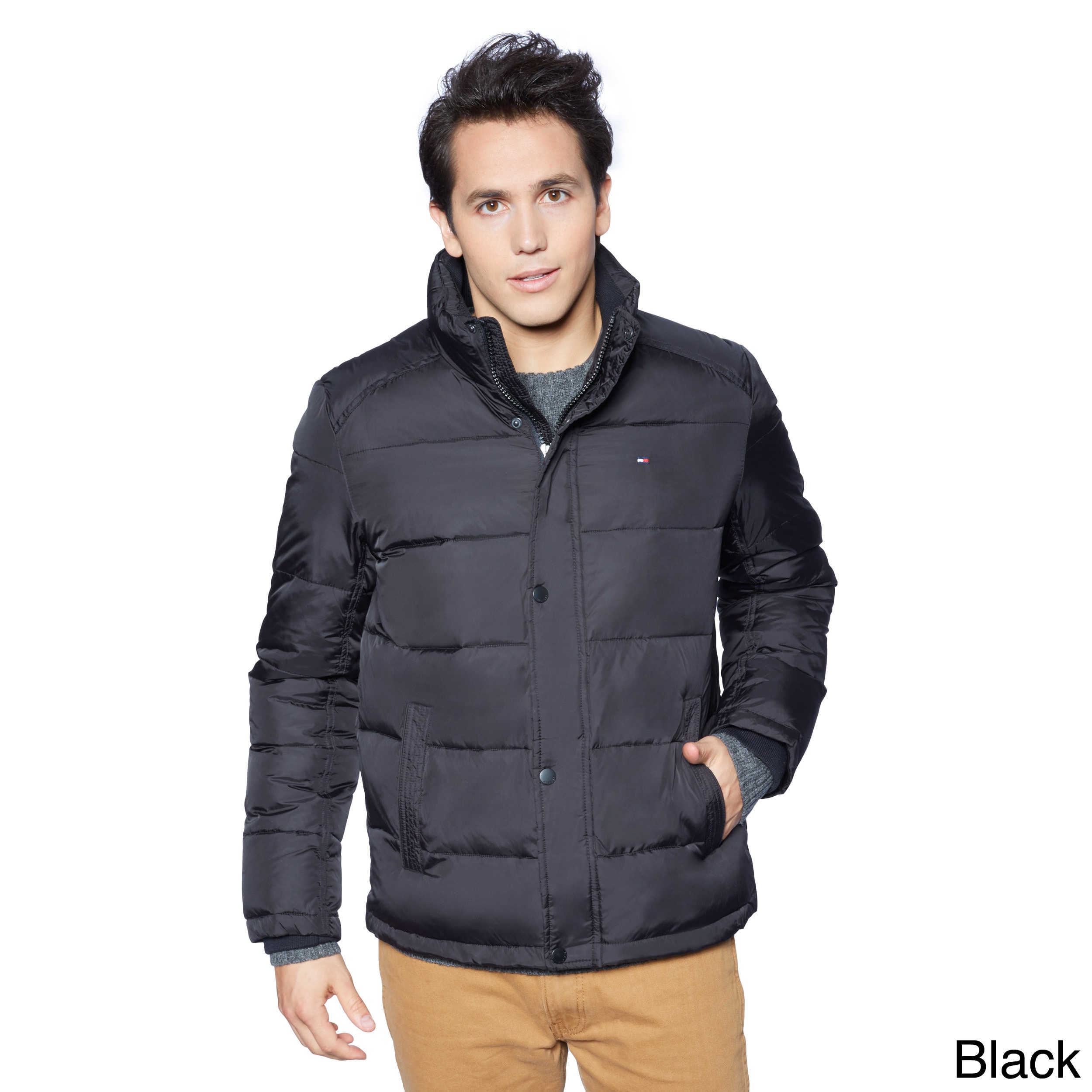 tommy hilfiger mens black puffer jacket