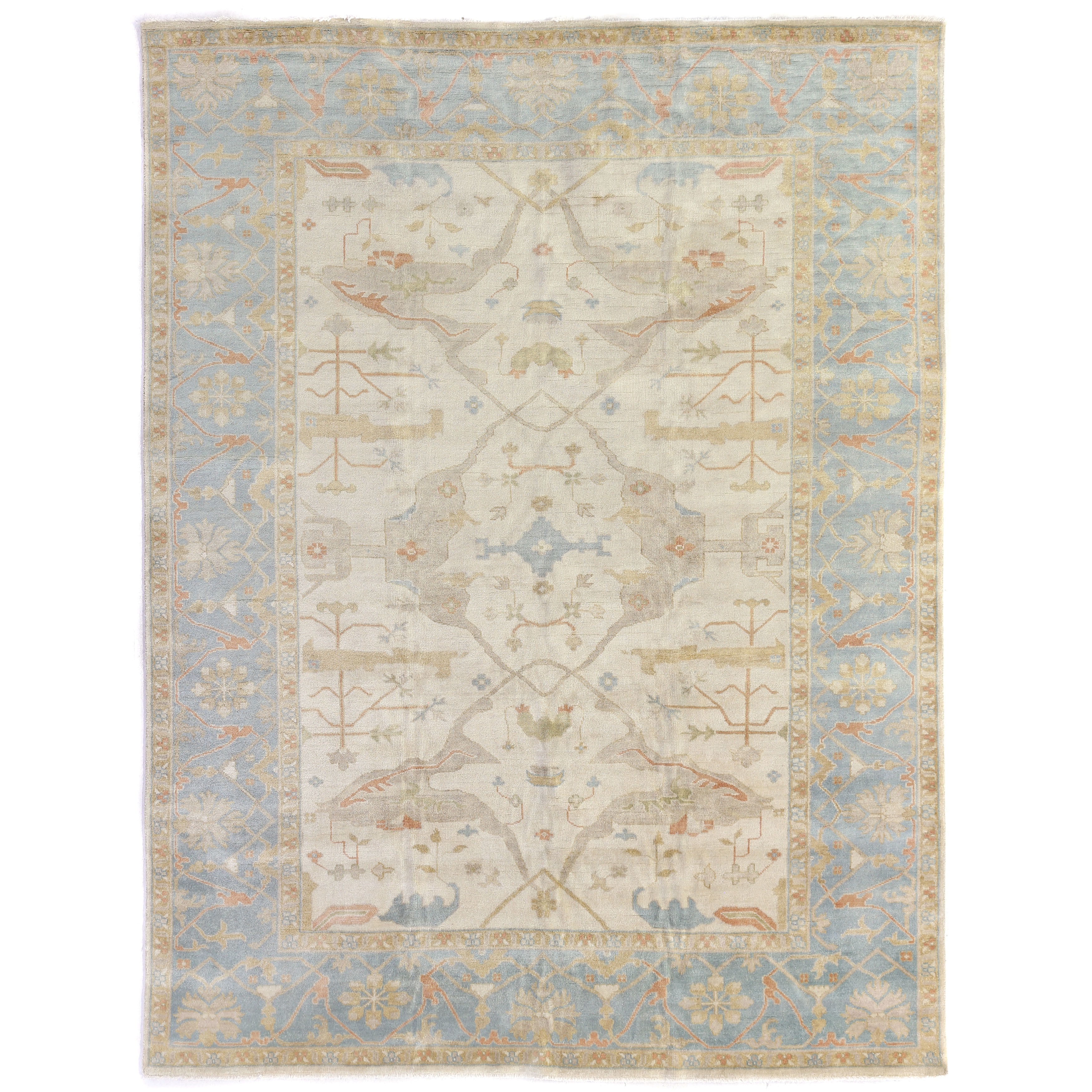 Exquisite Rugs Turkish Oushak Ivory Blue New Zealand Wool Rug 10 X 14 Exquisite Rugs Turkish Oushak Ivory Blue New Zealand Wool Rug 10 X 14
