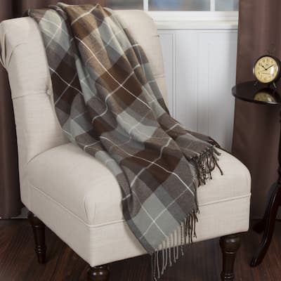 Throw Blanket - 50x60 Machine-Washable Cashmere-Like Throw by Windsor Home (Brown Plaid)