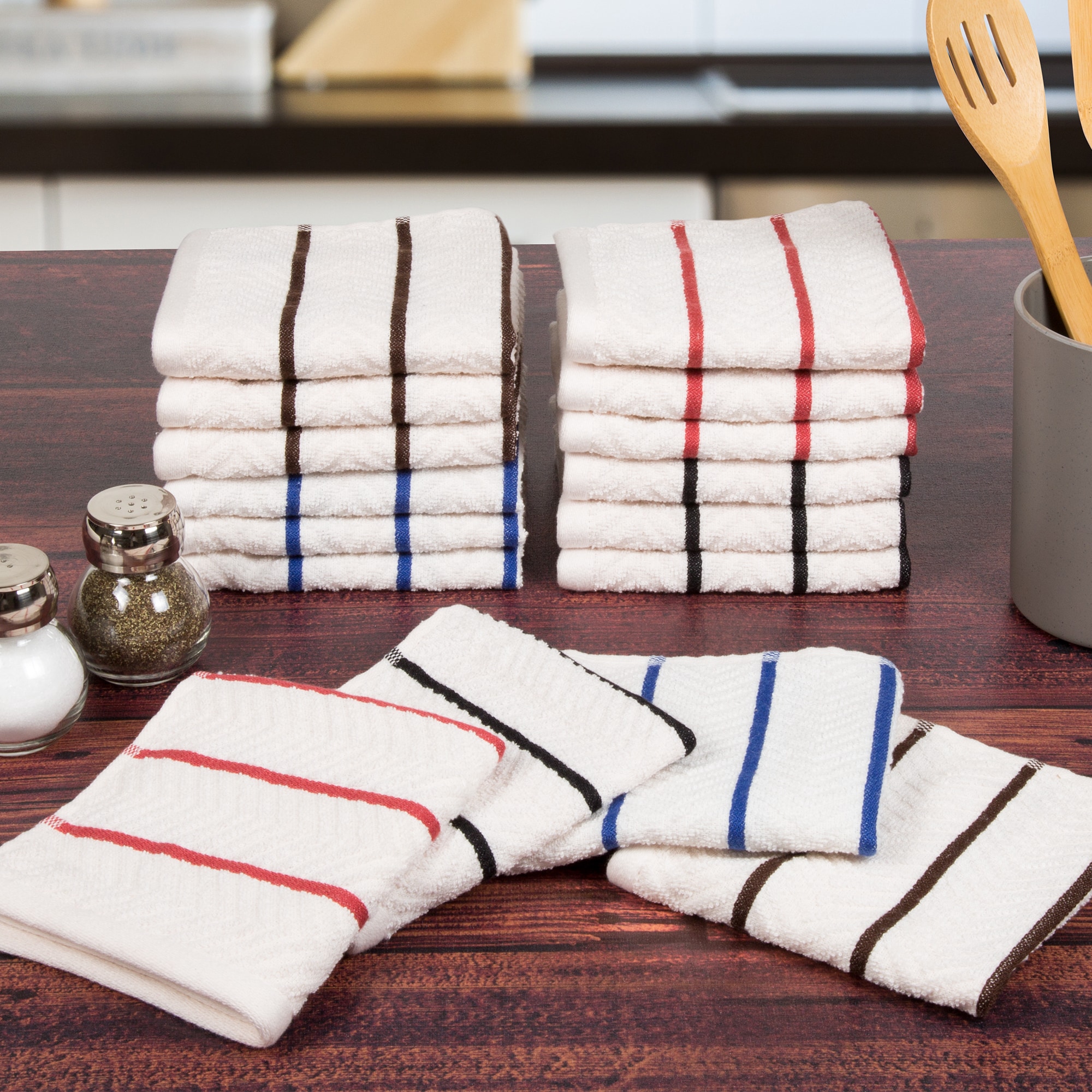 Somerset Home Cotton Chevron Terry 16-Piece Kitchen Towel Set