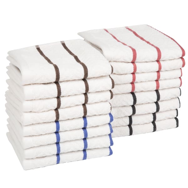New 2-PK KitchenAid Cotton Terry Kitchen Towels Gray Brown Multi Striped