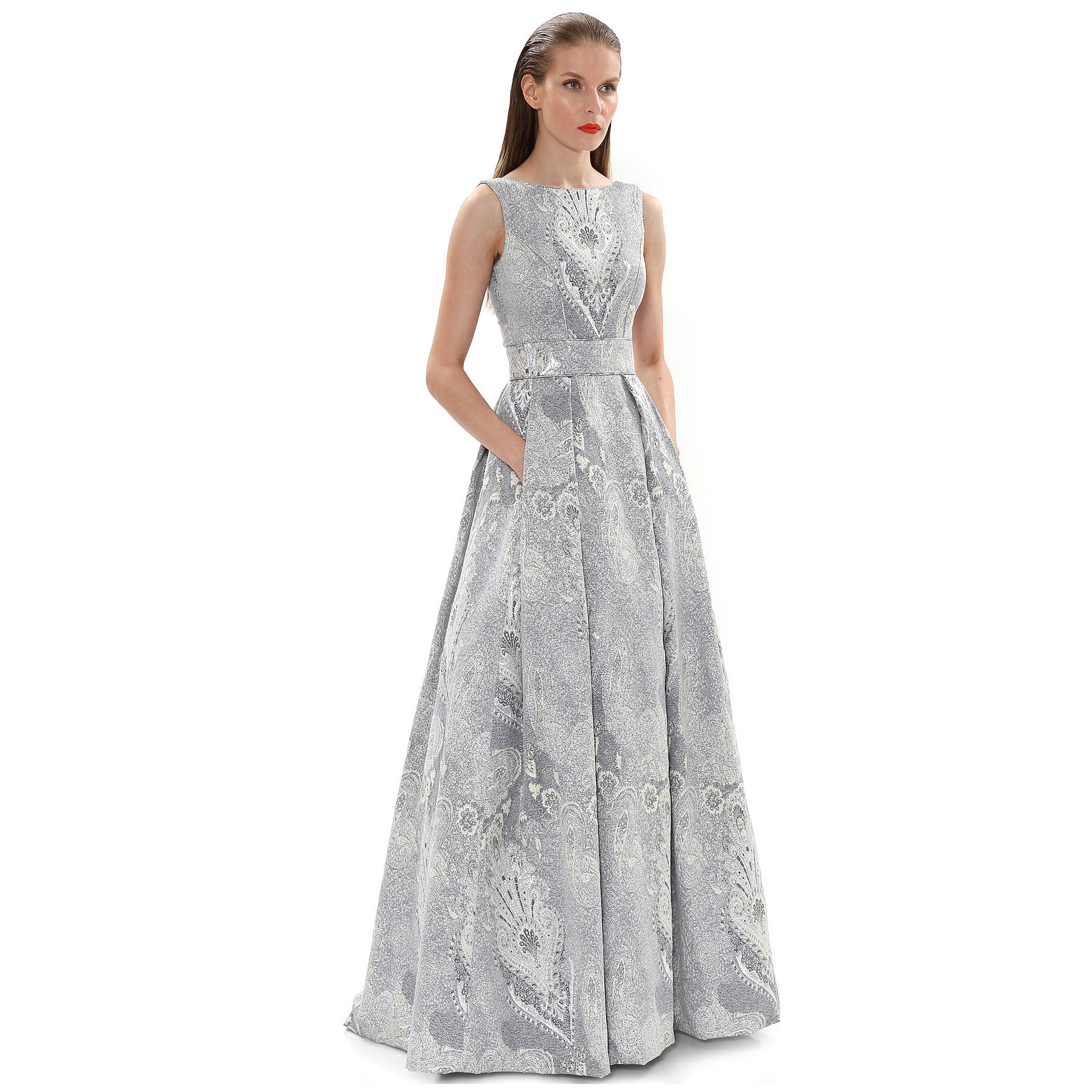 jacquard evening gown