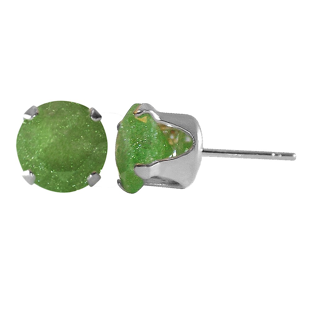 Green Set of 3-pair Sterling Silver 9-mm White Dark Green Ice Cubic Zirconia Stud Earrings 