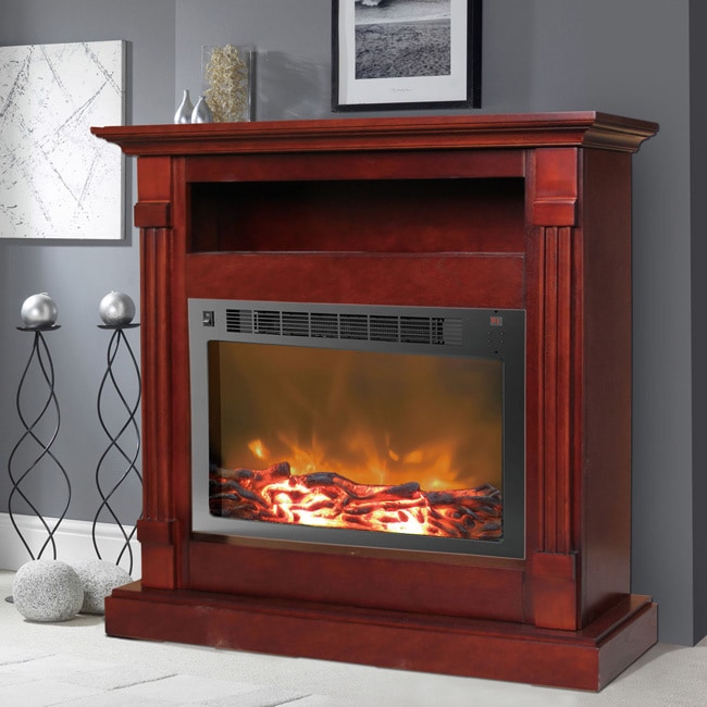 Shop Cambridge Sienna Mahogany Fireplace Mantel With Electronic