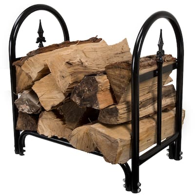 Pure Garden Fireplace Log Rack with Finial Design - Black - 23 x 14 x 23