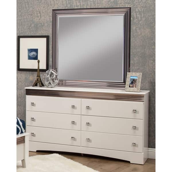 Shop Sandberg Furniture Celeste 6 Drawer White Dresser And Mirror