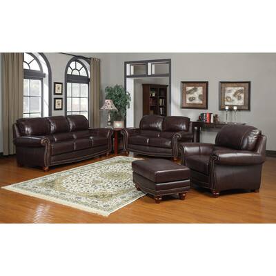 Bombay Seneca Leather Ottoman
