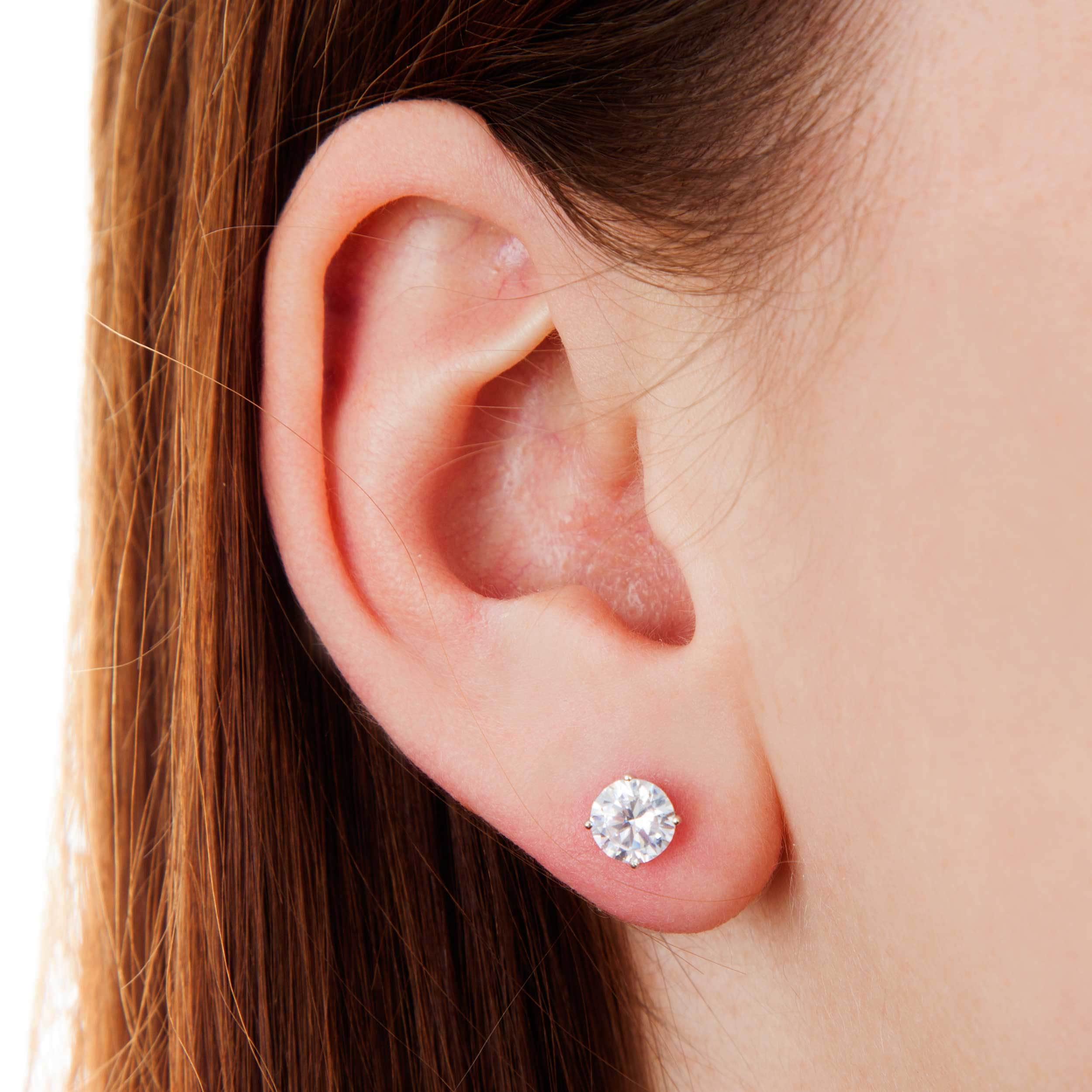 6mm Simple Zircon Stud Earrings Silver Earrings Jewelry For Women