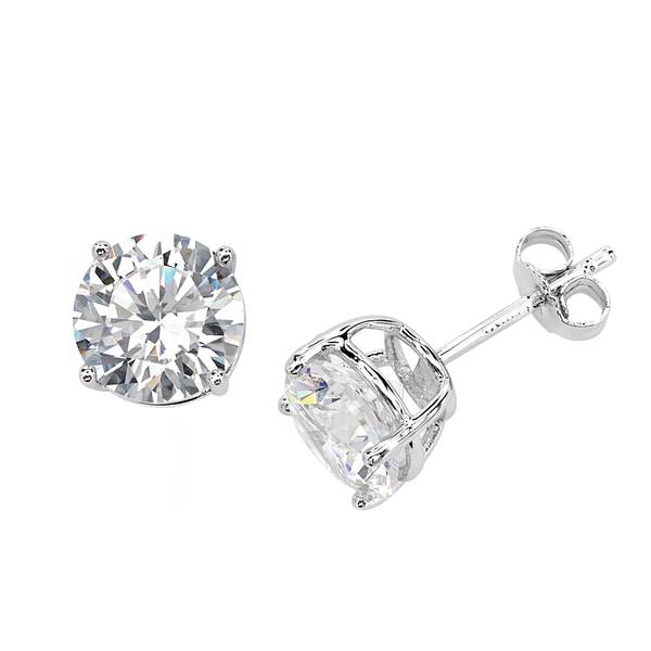 Sterling Silver CZ Post Earrings 9 mm 17 mm Button Earrings Jewelry