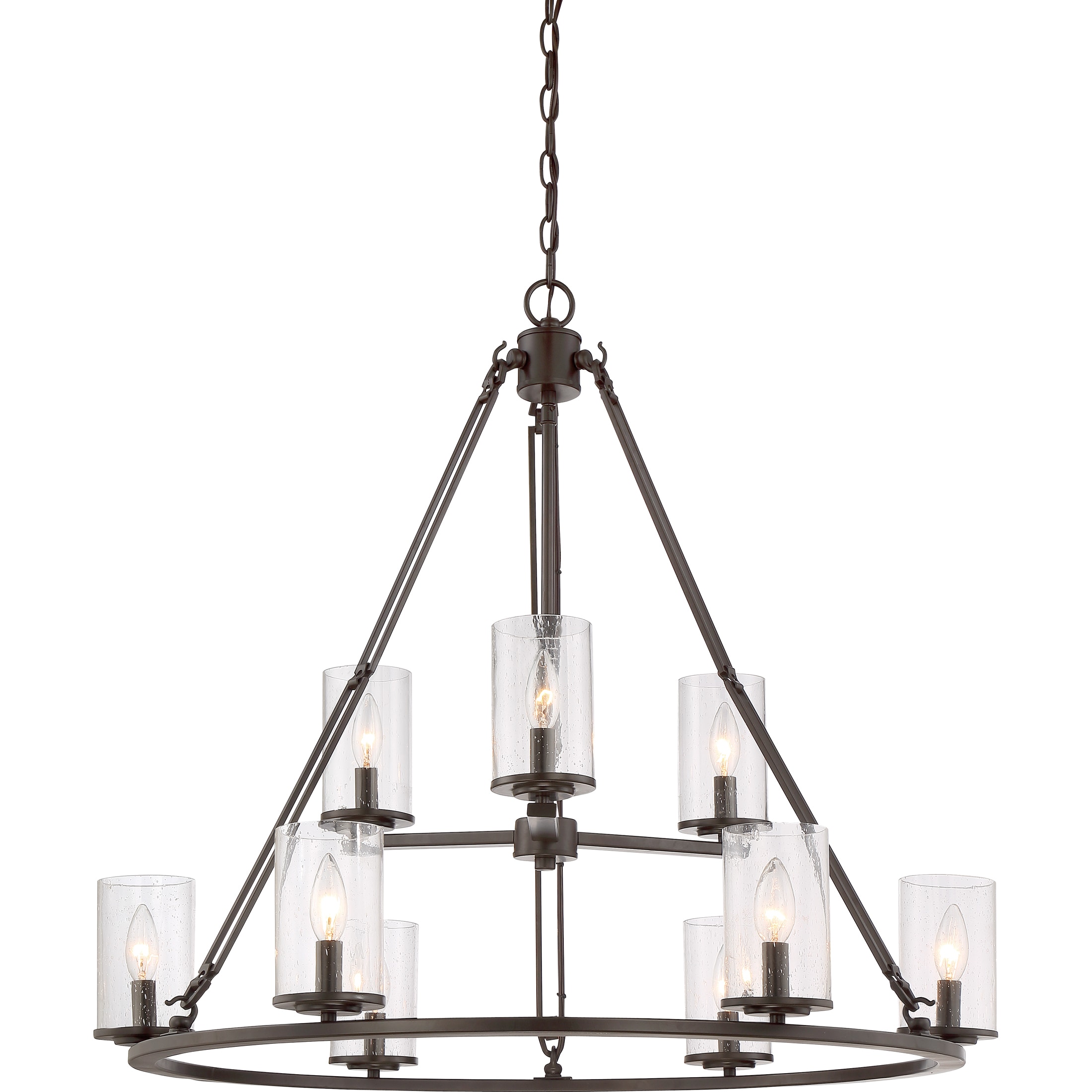 Quoizel Buchanan Metal and Glass Two-tier 9-light Chandelier (Extra Large,Western Bronze Finish) - Chandeliers For Bedrooms by Overstock.com