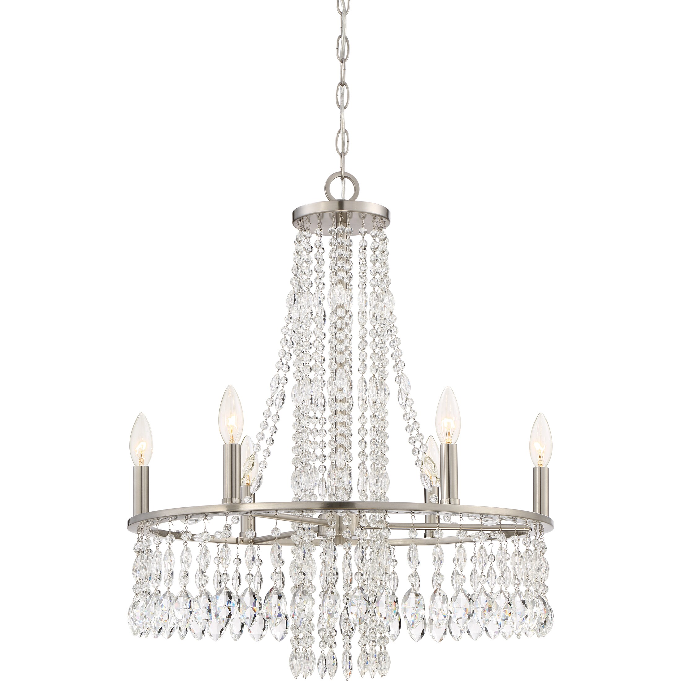 Quoizel Majestic Steel Beaded 6-light Chandelier (Large,Brushed Nickel Finish) - Chandeliers For Bedrooms by Overstock.com