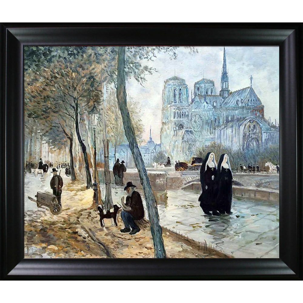 La Pastiche Jean Francois Raffaelli 'Notre-Dame de Paris' Hand Painted  Framed Canvas Art