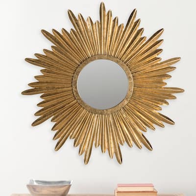 SAFAVIEH Josephine Sunburst Antique Gold 34-inch Decorative Mirror - 33.5" x 33.5" x 1"