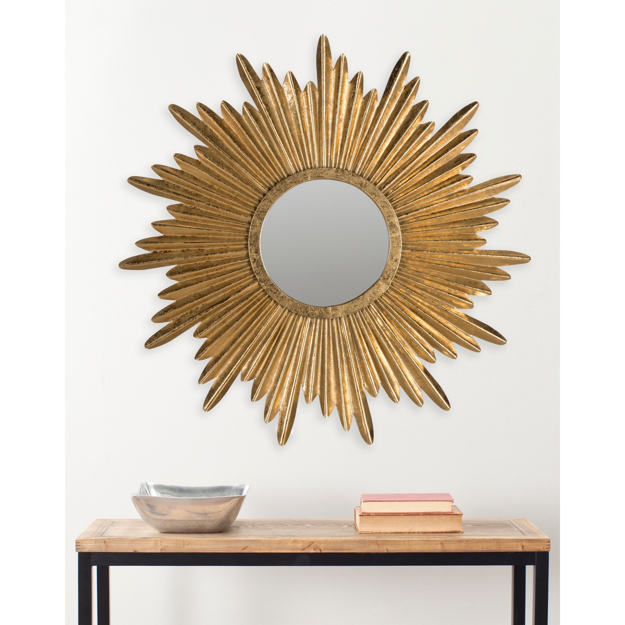 SAFAVIEH Josephine Sunburst Antique Gold 34-inch Decorative Mirror 33.5