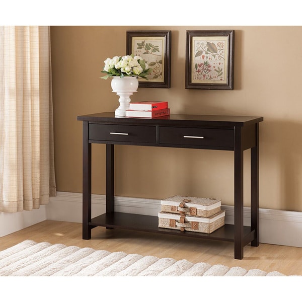 Espresso console deals table with drawers