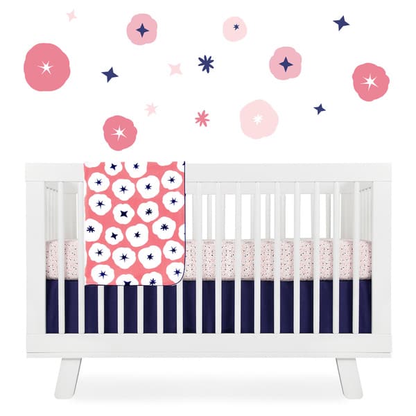 slide 2 of 5, Babyletto In Bloom 4-piece Set Crib Sheet, Skirt, Stroller Blanket & Wall Decals