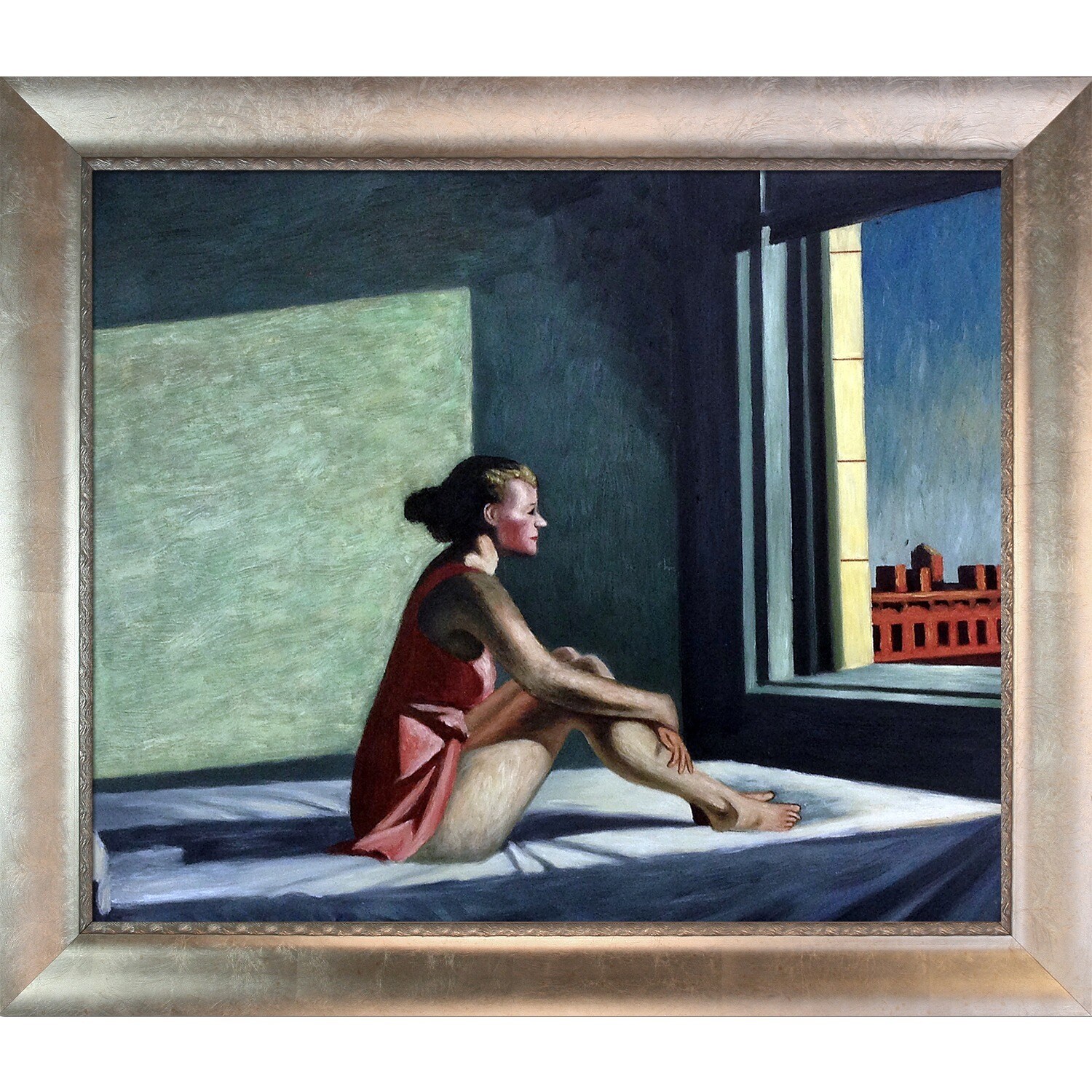 La Pastiche Edward Hopper 'Morning Sun, 1952' Hand Painted Framed