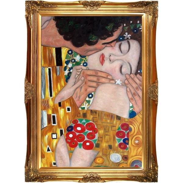 Gustav Klimt 'The Kiss' (close-up) Hand Painted Framed ...