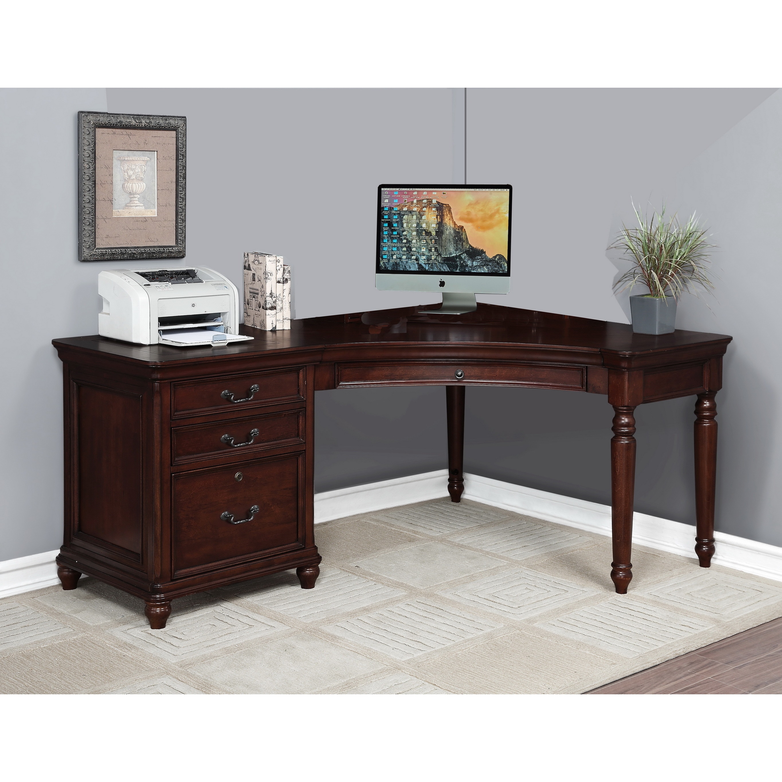 Shop Denver Peaks Dark Cherry Veneer Wood Corner Desk Overstock