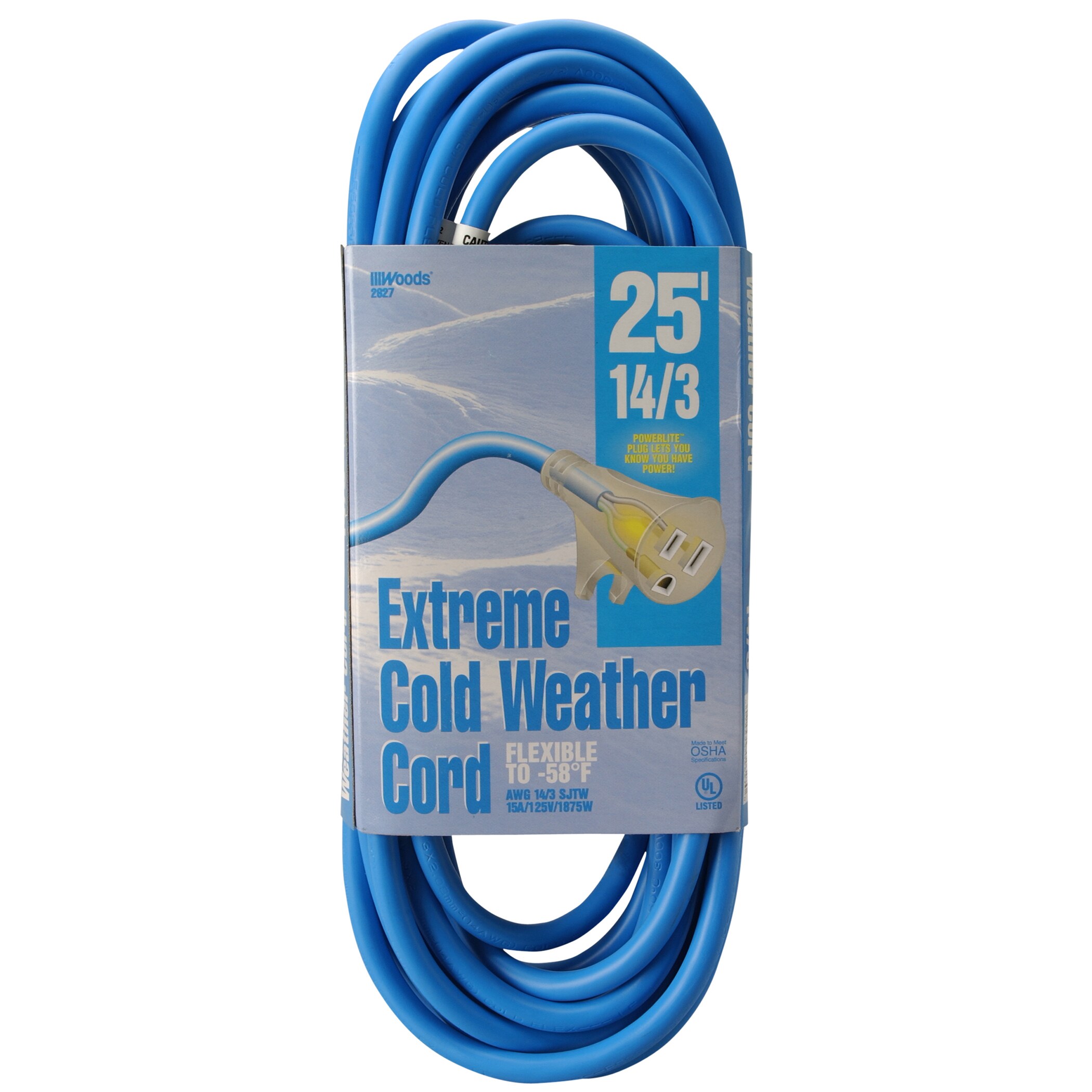 Woods 02627 25� 14/3 Gauge Blue Outdoor Extension Cord